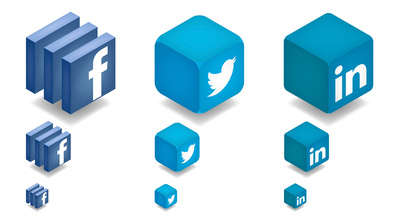 Social Media Icons, diseño isométrico estilo grunge.