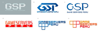 El primer logo fue el "ganador" para la web de gameservers.pe, dedicada a ofrecer servicios de lan center a grandes velocidades para cabinas dedicadas principalmente al uso por gamers.